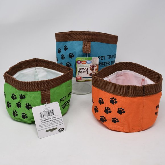 Pet Travel Water Bowl Collapsible New Set of 3 - Picture 3 of 11
